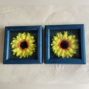 Pair of Framed Sunflowers